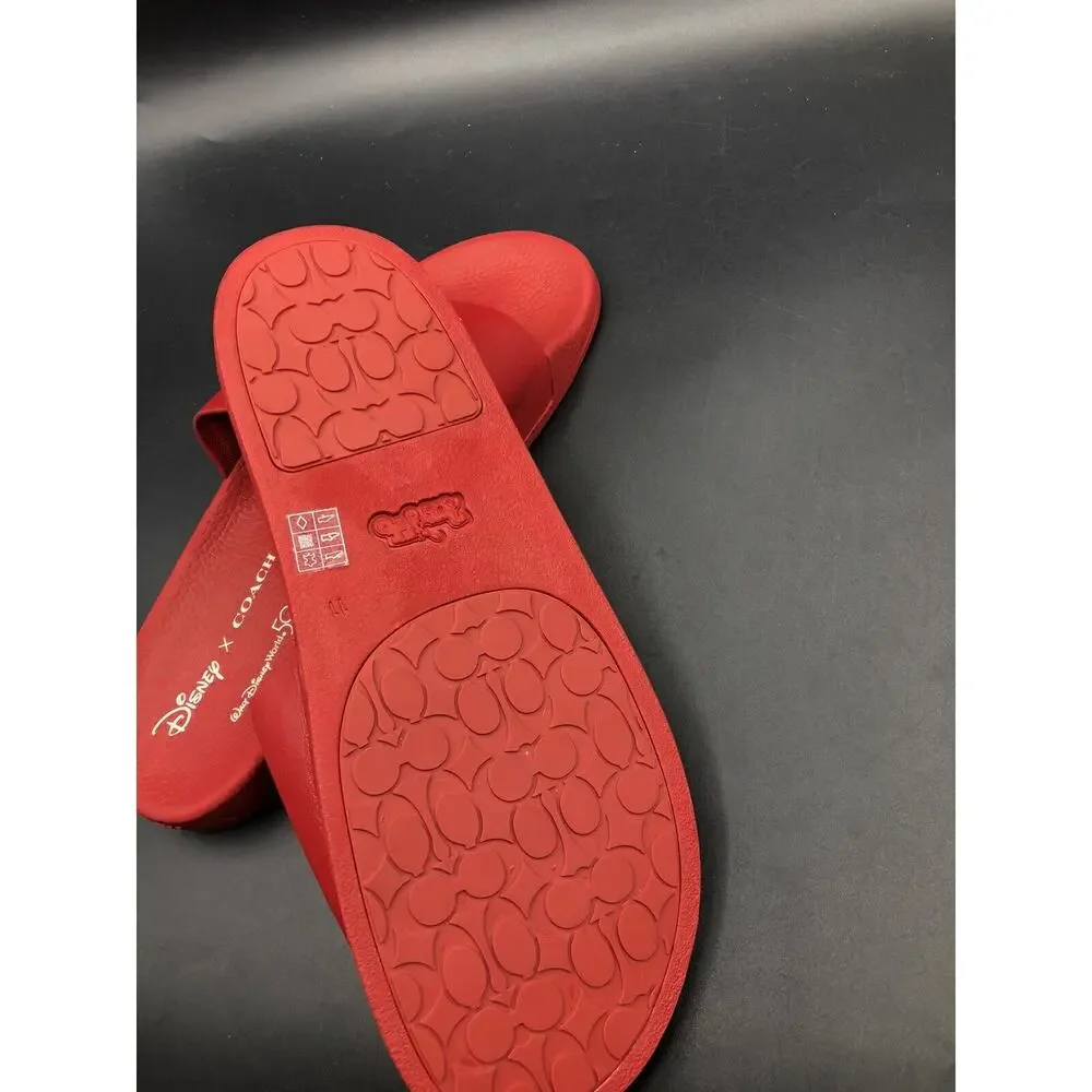Disney X Coach Mickey & Minnie Slides Women Elec Red Size 11 Disney's 50th New